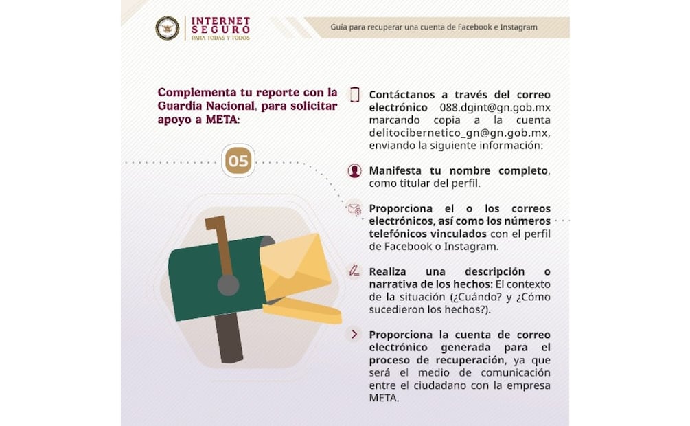 ¿Te hackearon tu cuenta de Facebook o Instagram? Esto debes hacer
Imagen: Guardia Nacional