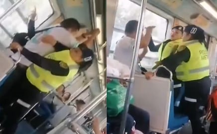 Video: Pelea en el Metro CDMX entre policías y un vendedor de merengues ¿Se agandallaron?