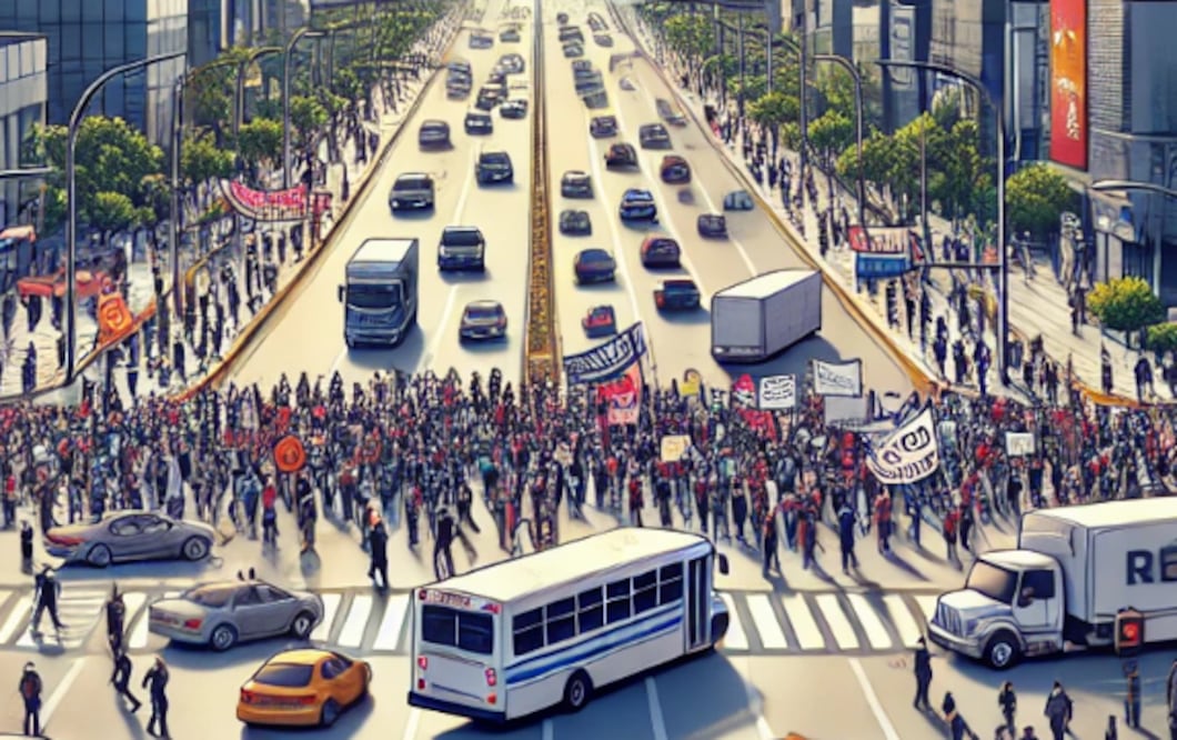 Tráfico hoy en CDMX (Foto: Creada con IA)