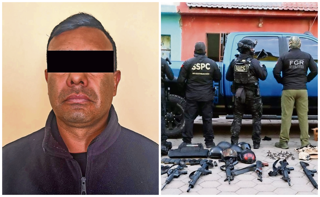Isaac Rodríguez, actual alcalde de Esperanza, en Puebla; su hermano también fue capturado.
A los acusados de robo, extorsión y secuestro, se les decomiso armamento. Fotos: Especiales