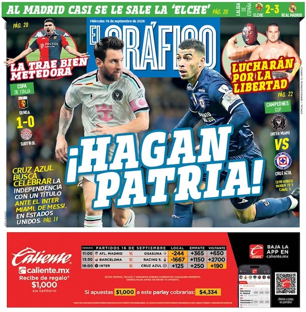 Portada El Gráfico | Miércoles 16 de septiembre de 2026