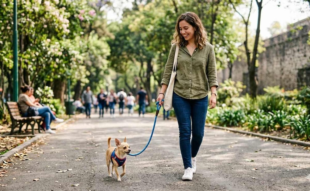 Imagen ilustrativa: IA (Recuerda utilizar un arnés y no una correa en tu perro, con el fin de evitar daños físicos)