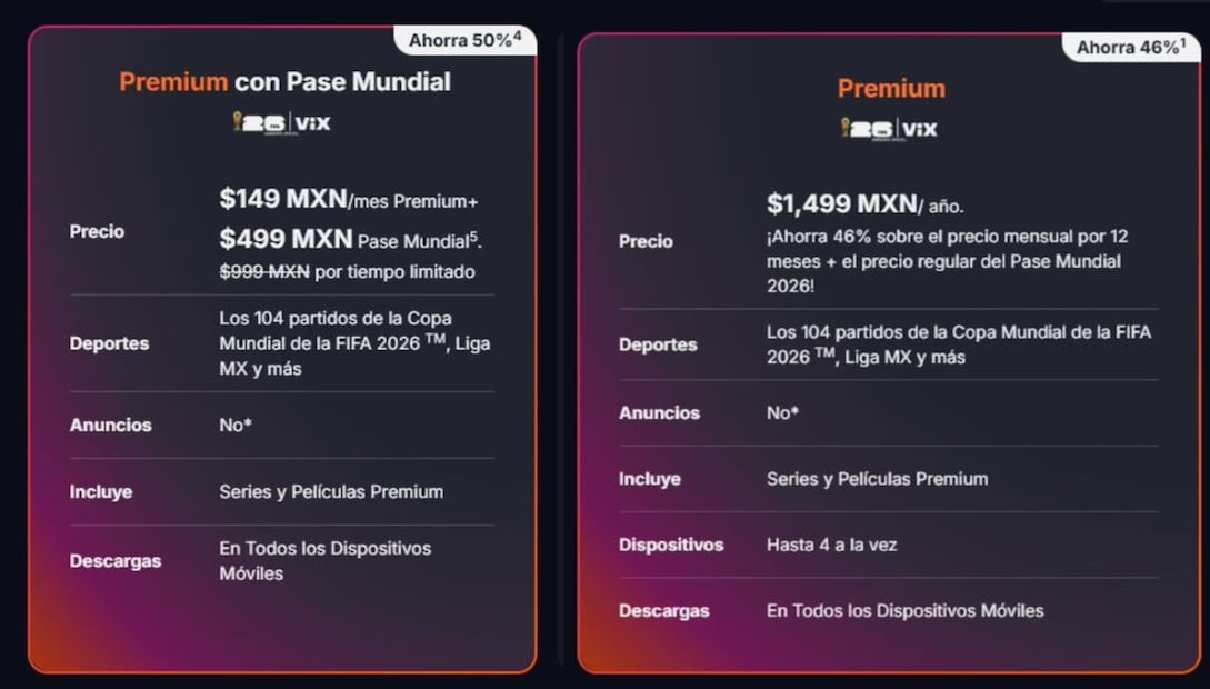 Imagen: ViX (Planes de ViX para ver todos los partidos del Mundial 2026)