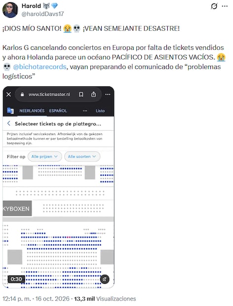Karol G cancela conciertos en Europa y desata burlas por supuestos asientos vacíos
Foto: (X)