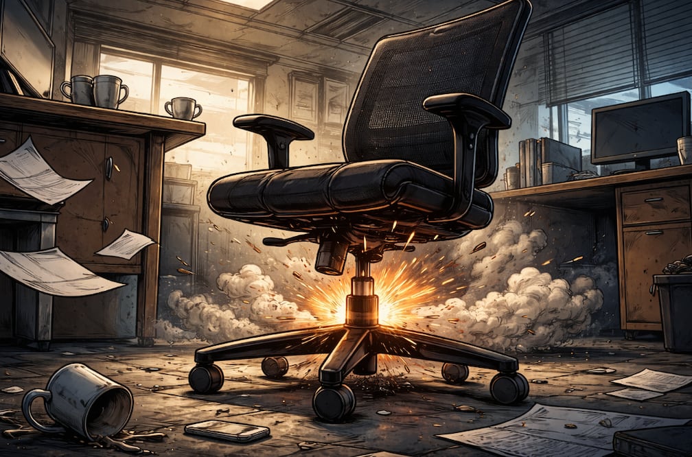 ¿La silla de tu oficina realmente es segura? Este es el riesgo mortal oculto que pocos conocen (Foto: Creada con IA)