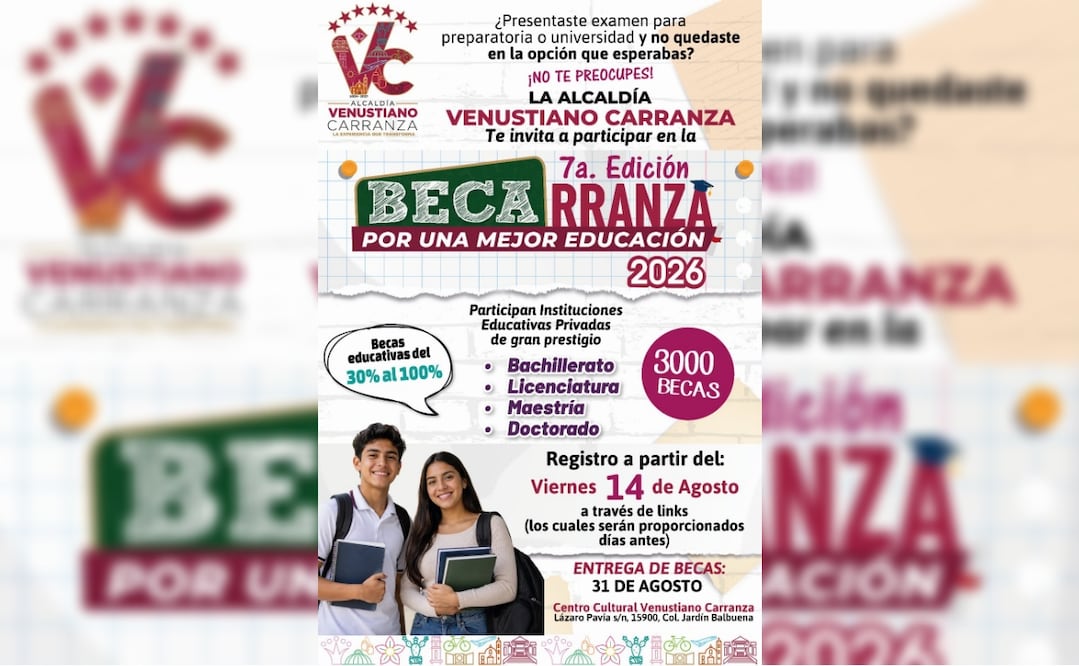 La alcaldía Venustiano Carranza lanza la séptima edición de la convocatoria del programa BECARRANZA. Foto: Especial