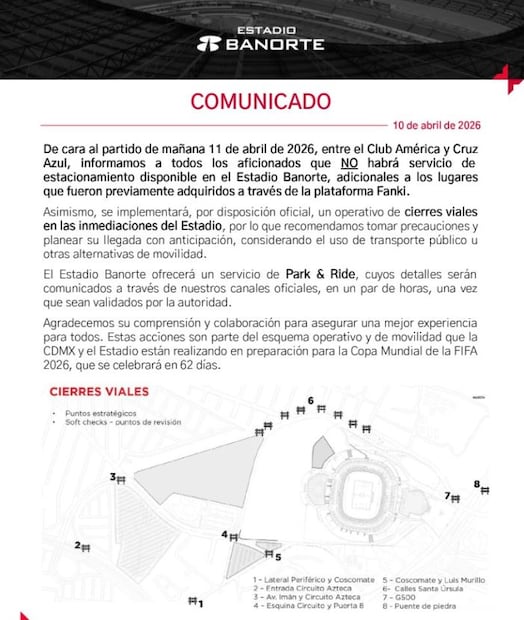 Imagen: @EstadioBanorte (Comunicado Estadio Banorte)