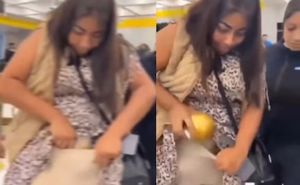 VIDEO: ¿Todo eso le cabe? Le sacan la mercancía a fardera que quiso robar en tienda de Chimalhuacán