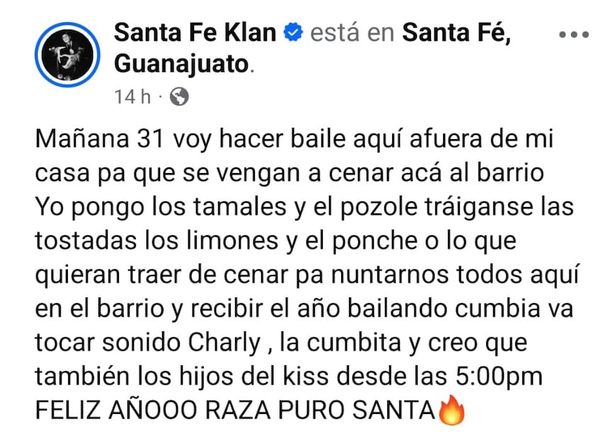 Santa Fe Klan rechazó el lujo para pasar Año Nuevo con su barrio. Foto: (Redes Sociales)