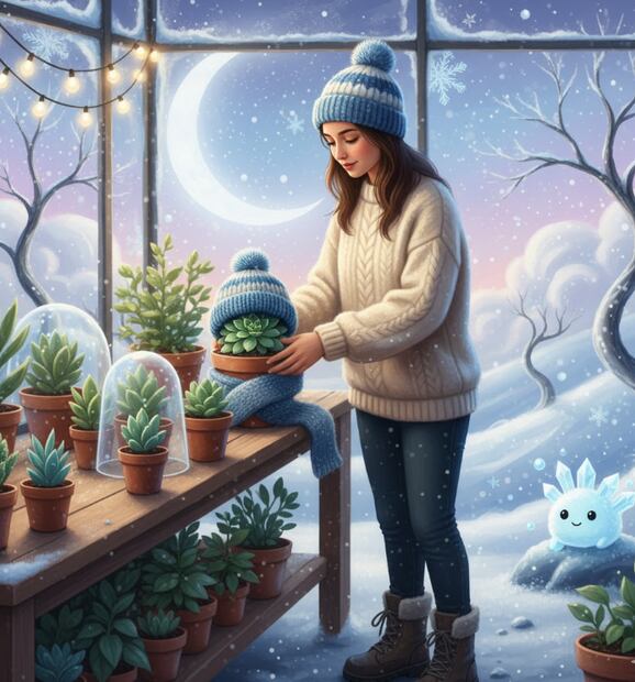 Cuidado de las plantas durante el frío (Foto: Creada con IA)