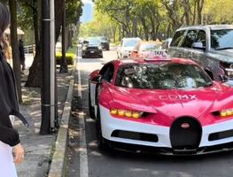 Hija de empresario pinta de rosa un Bugatti y lo convierte en taxi de CDMX