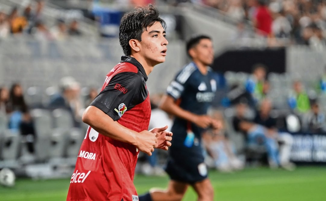 Gilberto Mora de Tijuana reacciona este domingo, en un partido de la Leagues Cup entre San Diego FC y Tijuana en el estadio Snapdragon, en San Diego. Foto: Especial