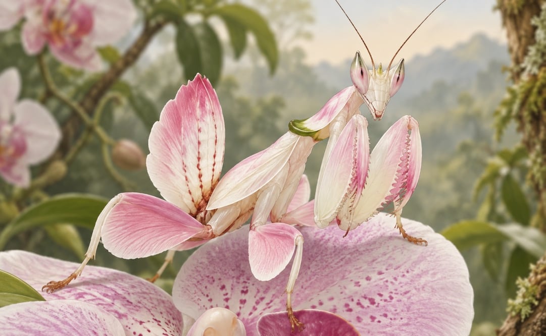 Mantis orquídea. Foto: IA
