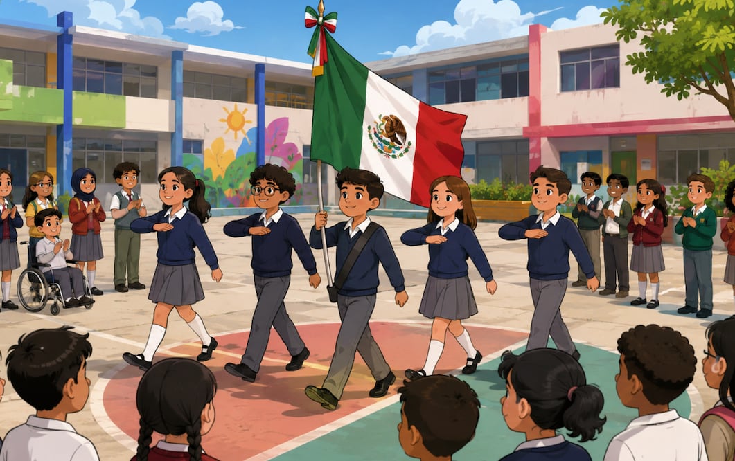 SEP cambia reglas para escoltas escolares en CDMX, ya no elegirán a los mejores promedios (Foto: Creada con IA)