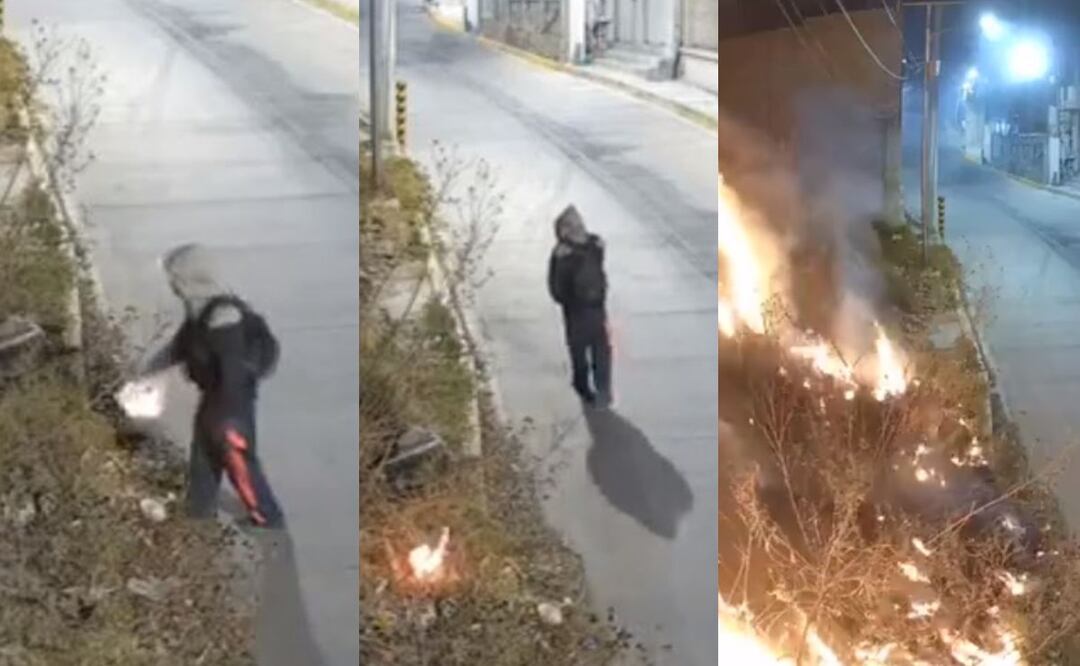 ¡Gravísimo! Captan en video a un hombre provocando un incendio forestal, en Naucalpan