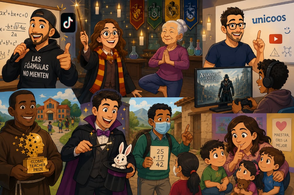 Estos maestros se hicieron virales por sus creativas formas de enseñar y emocionar a sus alumnos (Foto: Creada con IA)