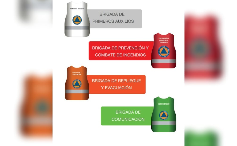 Imagen: Protección Civil CDMX (Color de chaleco de las diferentes brigadas de emergencia)