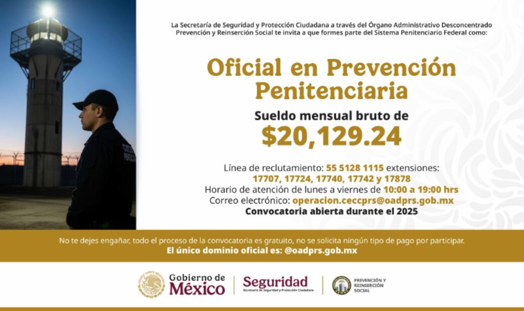 ¿Buscas empleo y vives en Iztapalapa? Trabaja como oficial de prevención penitenciaria