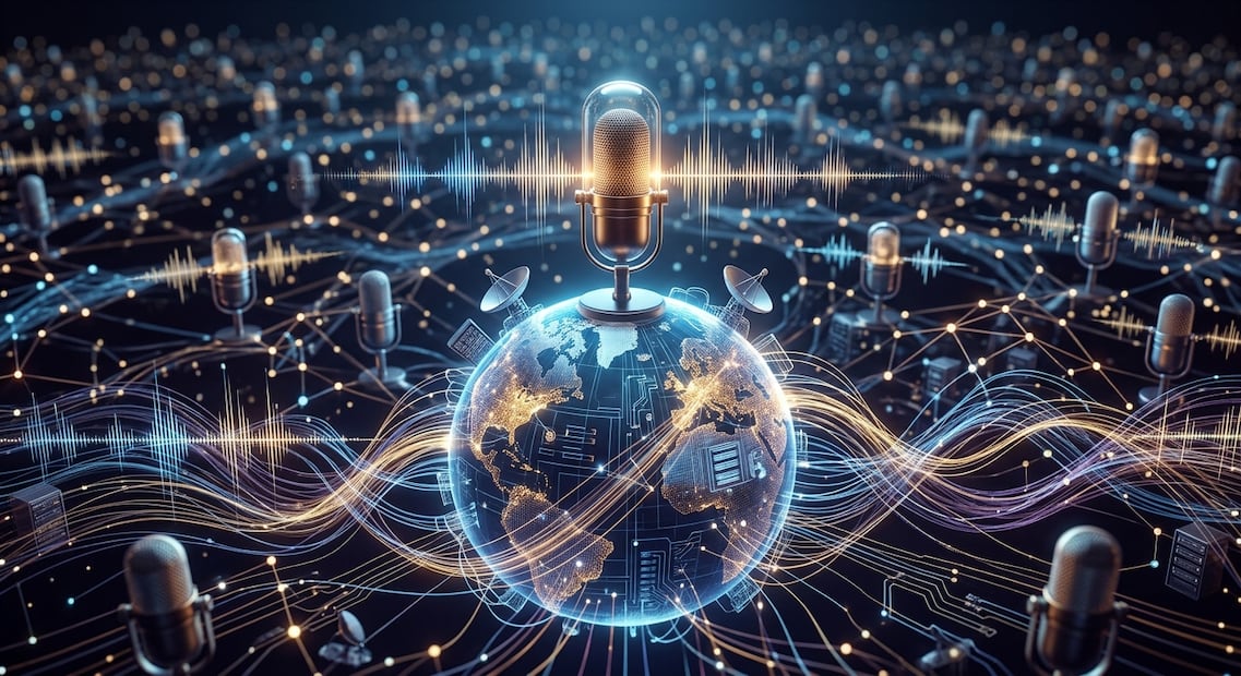 Los podcast conquistan el mundo (Imagen generada con IA)