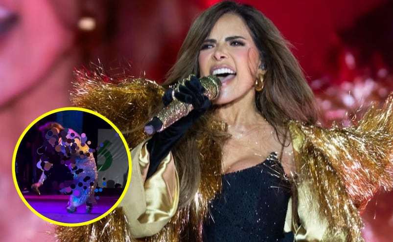 VIDEO: Gloria Trevi vive incómodo momento tras caer en pleno concierto en San Luis Potosí 
