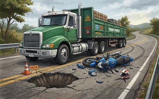 En Azcapotzalco, baches lo tumban de la moto y un torton le da el tiro de gracia