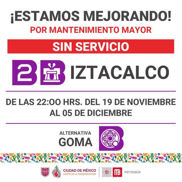 Imagen: Redes sociales (Cierre de la estación Iztacalco de la Línea 2 del Metrobús)