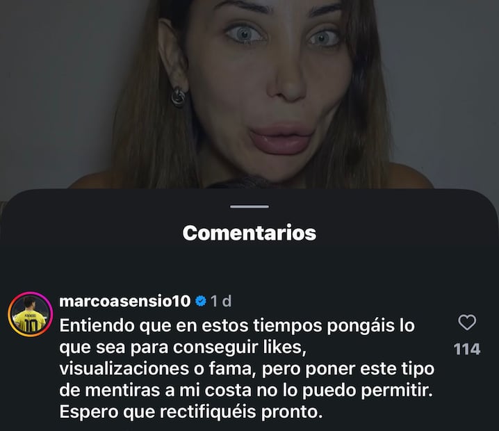 Comentario de Marco Asensio (Vía: Instagram)