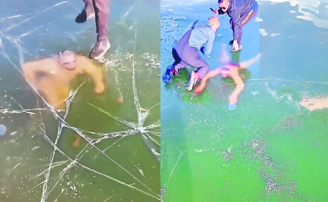 Atleta queda atrapado bajo el hielo en un río congelado durante reto extremo en Eslovaquia