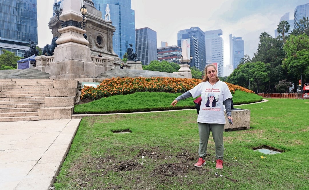 Retiraron el antimonumento instalado frente al Ángel de la Independencia, colocado un día antes durante la marcha y acto conmemorativo por el primer aniversario de la desaparición de Ana Ameli. Foto Osmar Alvarado / EL GRÁFICO