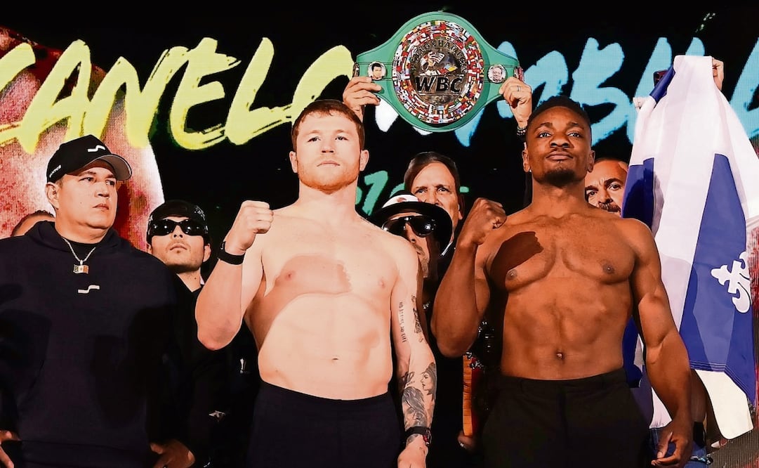 Saúl Álvarez y Christian Mbilli. Foto: Canelo