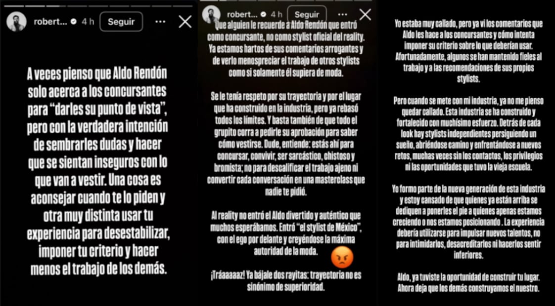 Mensajes de Roberto Coss (Vía: Instagram)