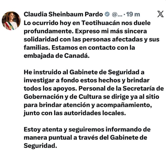 Terror en Teotihuacán: Hombre armado dispara contra turistas y mata a una mujer canadiense. Foto: (Captura de pantalla)