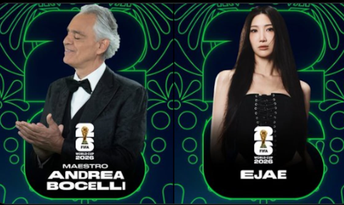 Anuncio Andrea Bocelli e Ejae por la FIFA (Vía: X)