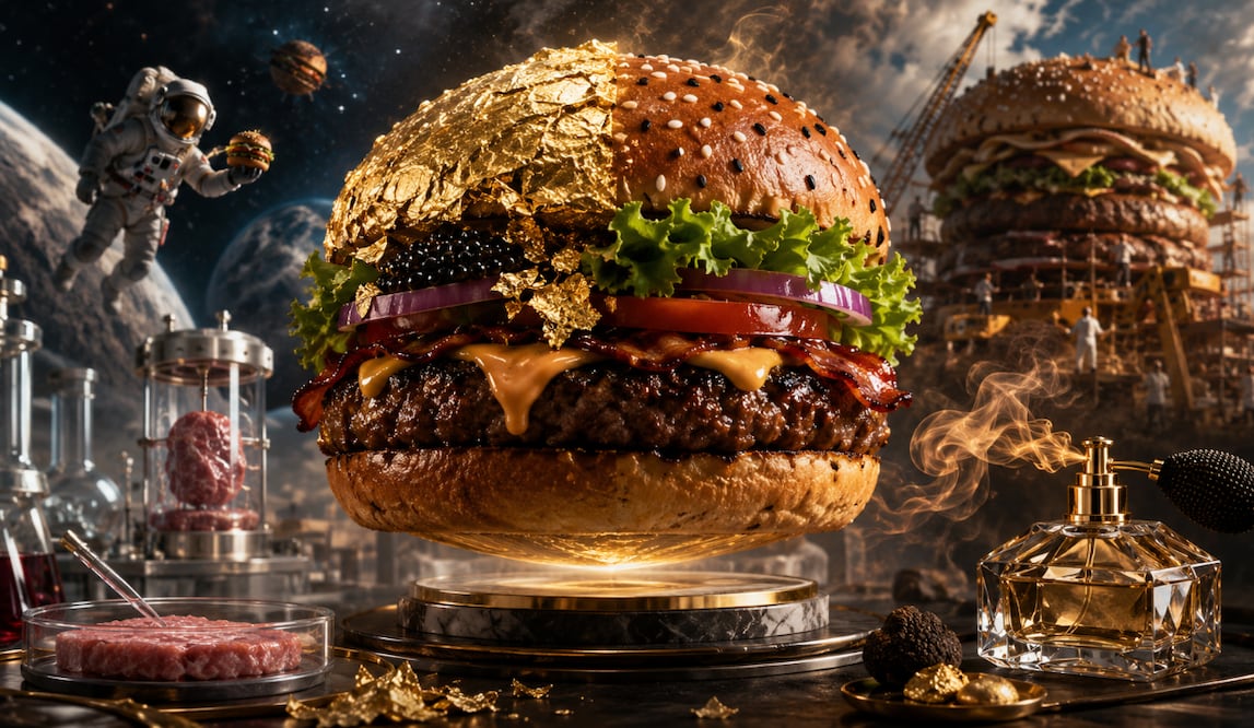 Hamburguesas extremas: La más cara, la más grande y la que llegó al espacio (Foto: Creada con IA)