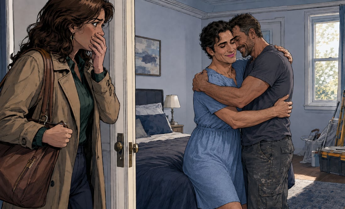 Descubrí que mi marido se viste de mujer para complacer al albañil, ¿qué hago? (Foto: Creada con IA)