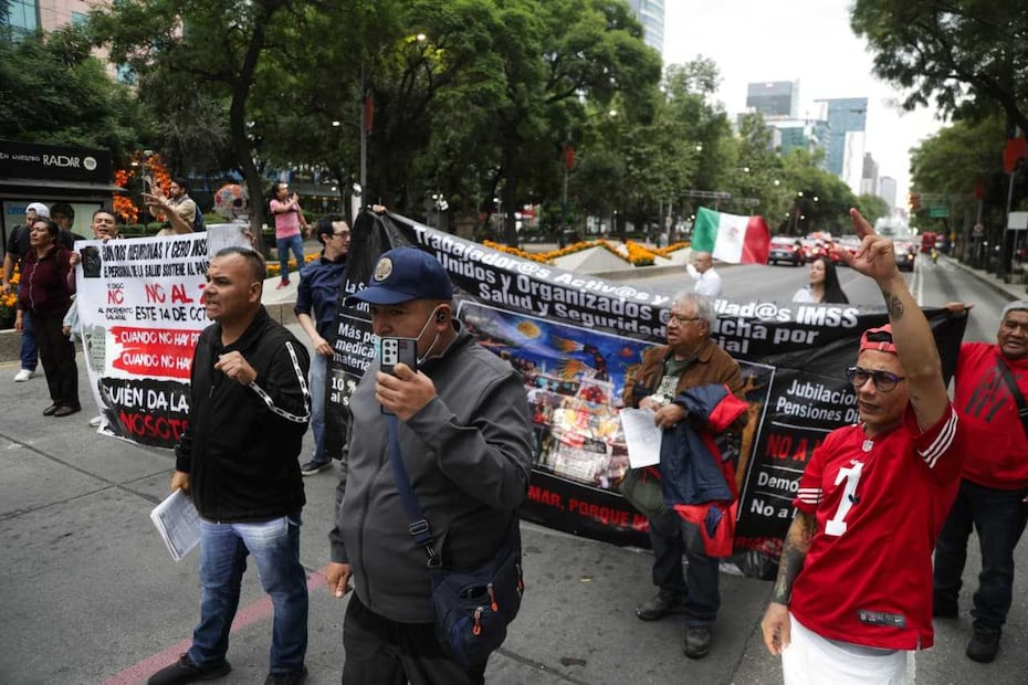 Megamarcha de Trabajadores del IMSS. Foto: (Carlos Mejía)