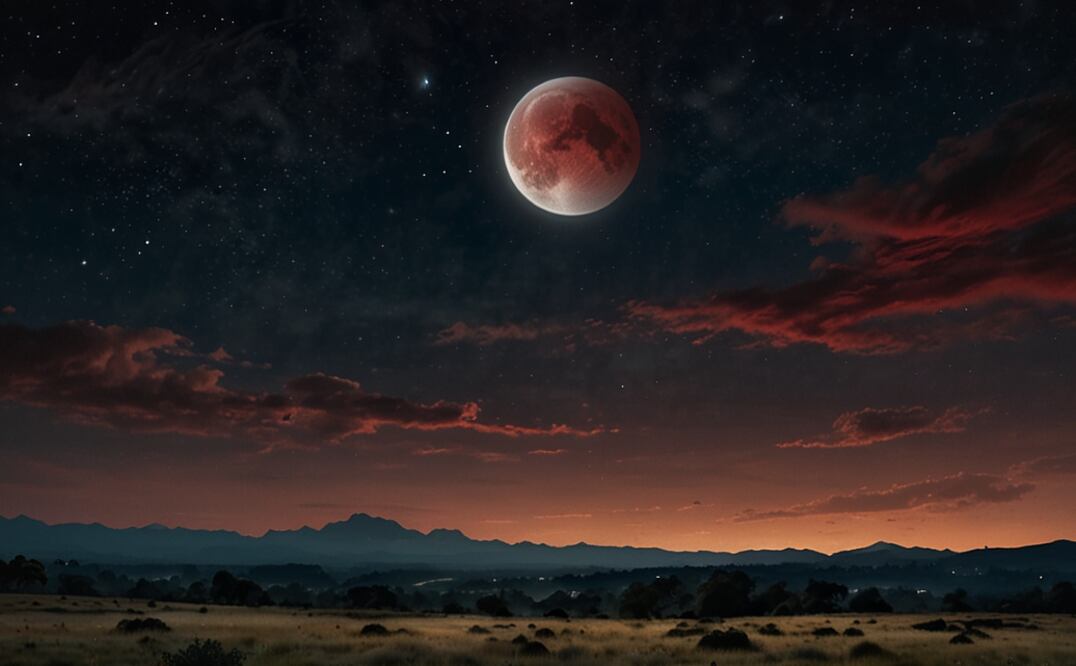 Luna de sangre (Foto: Creada con IA)