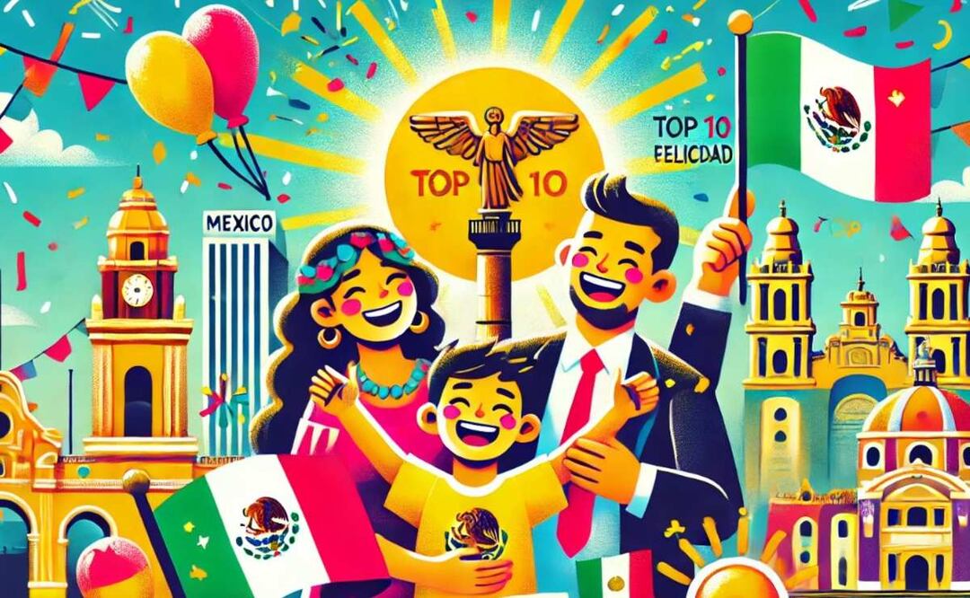México en el top 10 de países más felices. Foto: (IA)