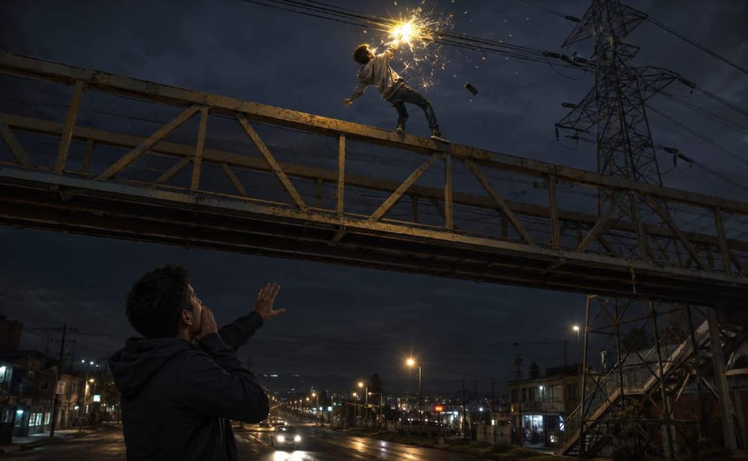 Por una foto quedó chamuscado: Morro de 18 años muere electrocutado al caer de un puente en la GAM. Foto: (IA)