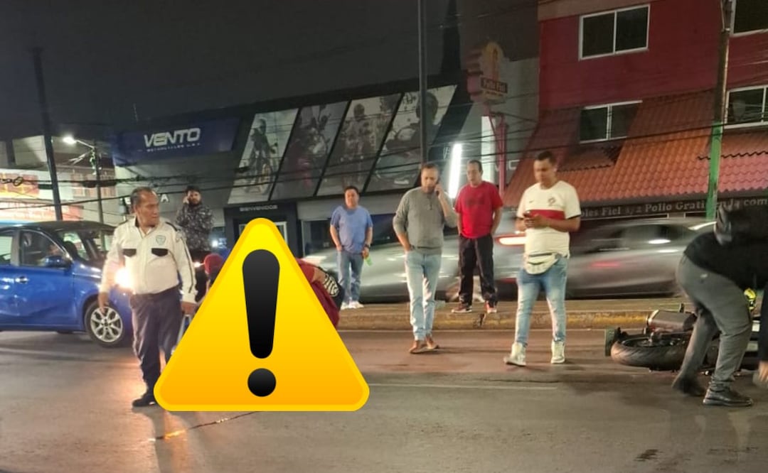 Foto: Especiales (Motociclista no logra esquivar a peatón quien terminó en el pavimento, en calzada en Iztapalapa)