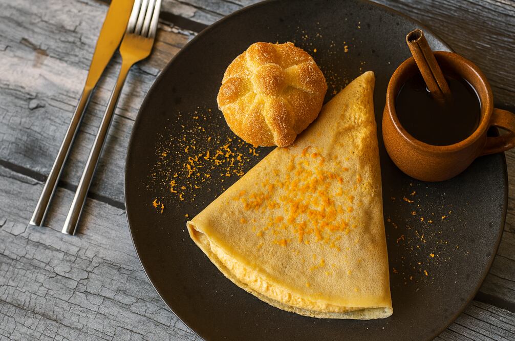 Crepas de Pan de Muerto (Foto: Creada con IA)