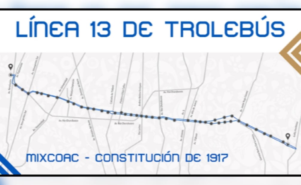 Imagen: Redes sociales (Ruta de la Línea 13 del Trolebus CDMX)