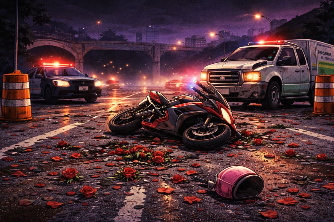 Impactante accidente en Viaducto deja dos muertos y rosas esparcidas en el pavimento