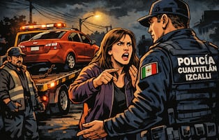 Se le ponchó la llanta y terminó en el corralón: El calvario de una mujer con grúas y policías en Edomex