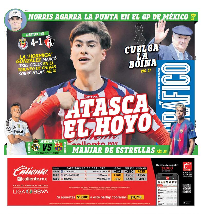 Portada El Gráfico | Domingo 26 de octubre 2025