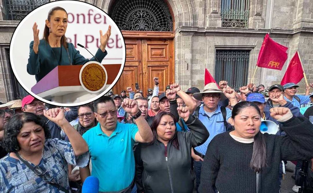 Claudia Sheinbaum habla tras bloque de la CNTE en Palacio Nacional. Foto: (Especial)