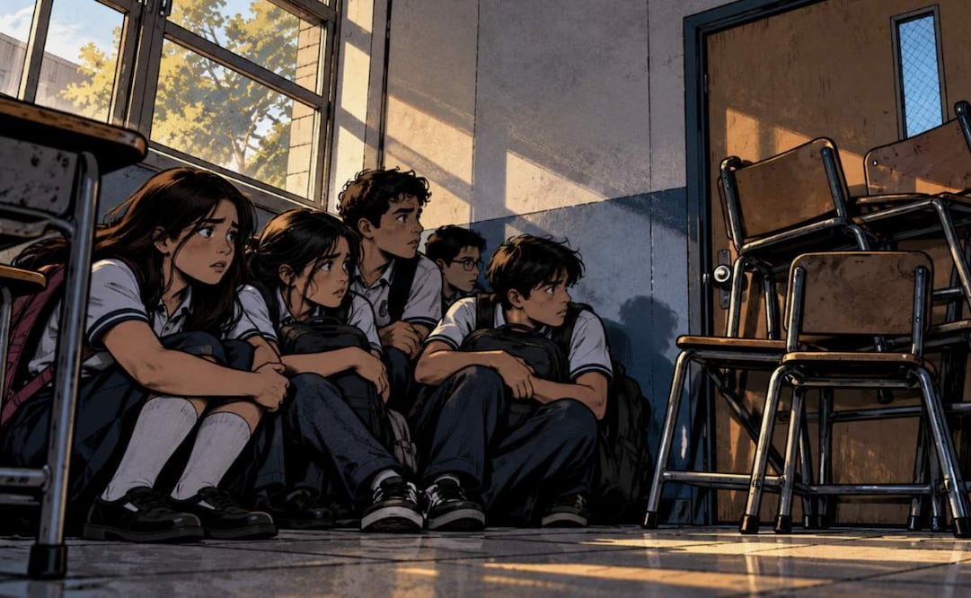Dos hermanos asesinan a subdirectora y hieren a cuatro, en secundaria de Torreón (Foto: Creada con IA)