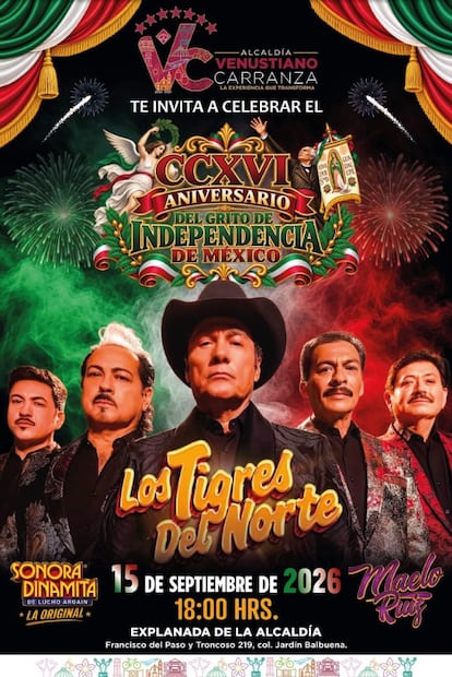 Los Tigres del Norte, La Maldita Vecindad y hasta Paty Cantú: así se pondrá el Grito en las alcaldías de CDMX
Foto: Redes sociales