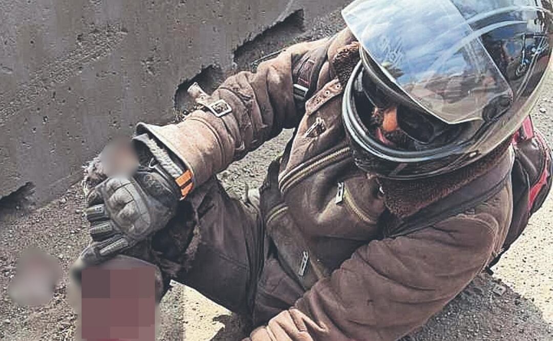 Motociclista derrapa en la México-Puebla y termina muy mal