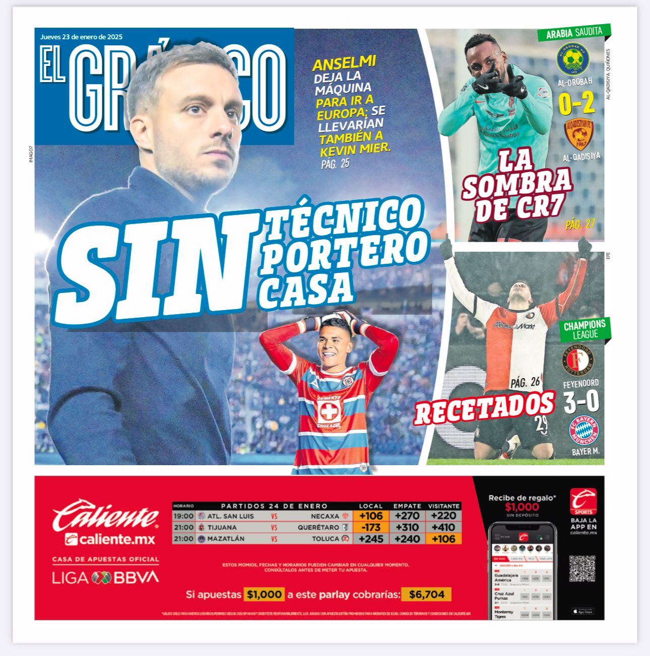 Portada jueves 23 de enero 2025